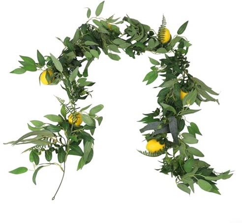 Gettimore Künstliche Weiden-Zitronenranken-Dekoration, 180 cm, künstliches grünes Blatt mit Zitronen-Akzenten für Hochzeit, Party, Heimdekoration