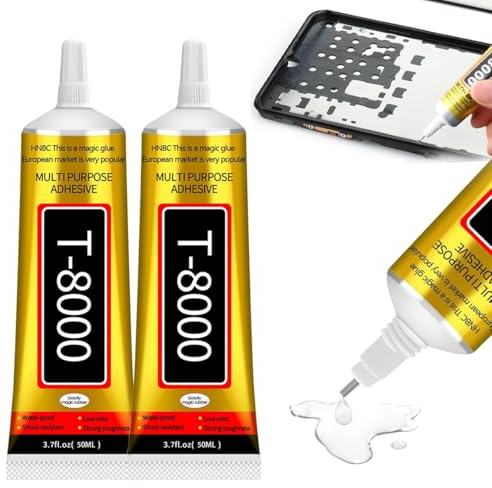 Jiounie T8000 Kleber 2x50ml – T8000 Handy Display Kleber, klebt schnell, unsichtbare Reparatur für Smartphone Display, Rückseite, Glas, Metall, Kunststoff, Holz & Bastelarbeiten, Sicher und ungiftig