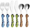 Exzact Cubertería Infantil 6 Pieza para niños de Acero Inoxidable - 2 x Cena Cuchillo, 2 x Cena Tenedor, 2 x Cena cuchar (Jirafa x 6)