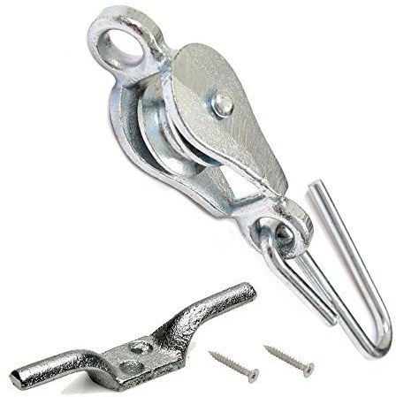 Fort Fasteners Washing Line Pulley Kits with Screw Eyes and Cleat Hooks