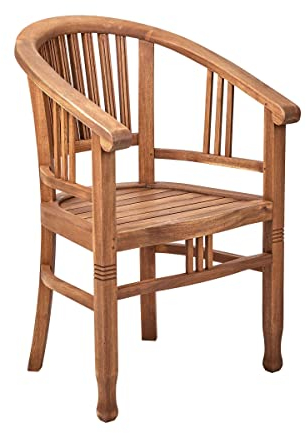 BUTLERS Stuhl mit Armlehnen -Acacia Springs- Terrassenstuhl aus Holz in Naturfarbe | Indoor & Outdoor Möbel für Balkon, Terrasse, Garten, Wohnzimmer, Küche