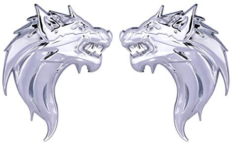 Autoaufkleber Auto Emblem Aufkleber 1 para 3D Metall Wolf Abzeichen Aufkleber Aufkleber Metall Auto LKW Emblem Aufkleber Dekoration (Silber)