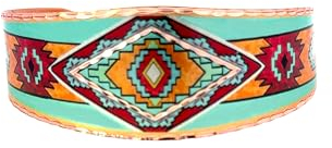 FRONT LINE JEWELRY Navajo-Armbänder für Unisex, offene Navajo-Manschette mit mehrfarbigem Diamant/geometrischen Motiven, verstellbare konische Manschette aus Kupfer, Navajo-Schmuck