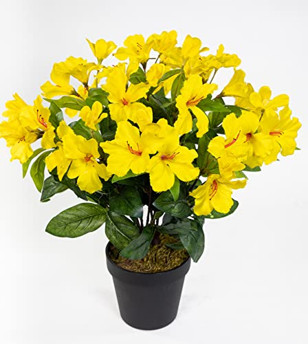 Seidenblumen Roß Großer Hibiskus 42cm gelb im Topf ZF künstliche Pflanze künstlicher Eibisch Kunstblume Kunstpflanzen