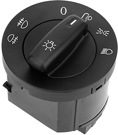 Terisass Module de capteur de lumière de commutateur de phare de voiture s'adapte aux modèles MK5 MK6 2005-2013 OE 1K0941431N 1K0941431 1K0941431AC 1K0941431AS Bouton poussoir Interrupteur Manuel Noir