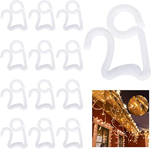 LUTER 120 Stück Weihnachtslicht Dachrinnenclips, Lichterkette Dachrinnenhaken, Hängende Haken für Weihnachten Outdoor LED Dekorative Lichterketten (Weiß)