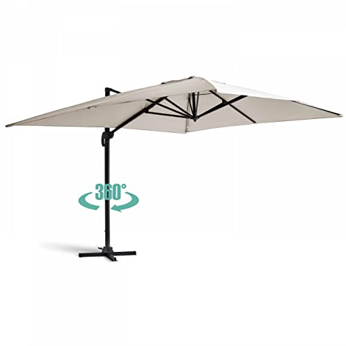 Oviala Parasol déporté 3x4m en Aluminium écru