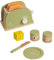 Teamson Kids Wooden Toaster Toy Play Kitchen Accessories 11 pcs Green TK-W00006