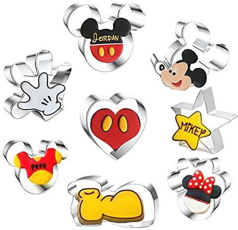 8 cortadores de galletas de ratón, temáticos de Mickey Minnie Mouse en forma de moldes para galletas