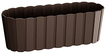 Jardinera para balcón, Jardinera, marrón, 40 cm, plástico DDEC