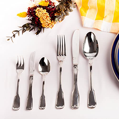 Franquihogar - Set de cubiertos acero inoxidable 18/10 pulido con baño de plata, cubertería de 36 piezas - cuchara, cuchillo, tenedor, cucharilla, tenedor postre, cuchillo postre - Bonn 5500