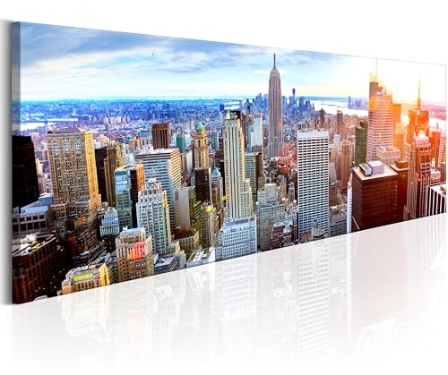 B&D XXL Acrylglasbild New York 120x40 cm 1 Teilig Wandbild auf Acryl Glasbilder Kunstdruck Moderne Acrylglas Platte Wanddekoration Geschenke Heimdekoration Glasbild NY City Stadt d-B-0189-k-b