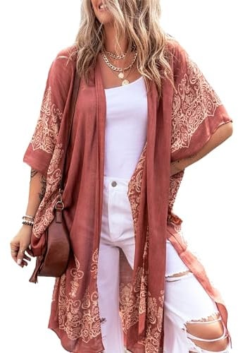 Spicy Sandia Women's Kimono Cardigans Boho Beach Cover Up Bathing Suit Swimsuit Coverups for Swim Swimwear Plus Size