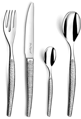 Jet Textil - Ménagère 24 pièces avec couteaux bout rond, Silver