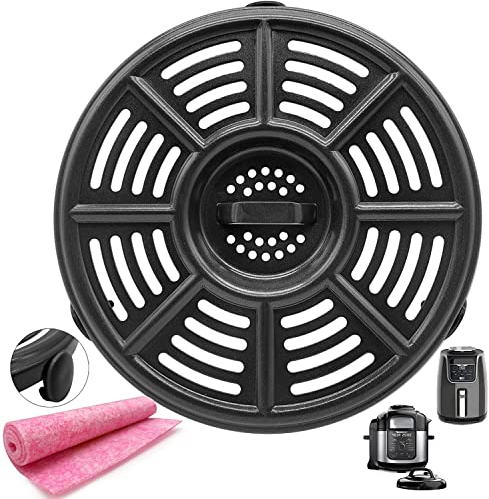 HQT 4QT Air Fryer Crisper Plate for Ninja Air Fryer, 20,8 cm Professional Round Grill Plate Pan Tray with Rubber Feet for Ninja Foodi Pressure, Nonstick, Dishwasher Safe
