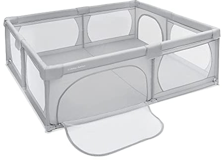Moby-System Laufstall Baby Faltbar & Laufgitter, Aktivitätszentrum mit Rutschfester Basis - Wasserdichtes 210D PVC, Transporttasche, 200x140cm - Spielbereich für Kinder
