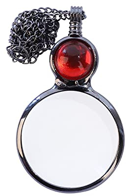 TOFBS Lupe Anhänger Halskette Geschenk Vintage Kristall Lupe Anhänger Halskette Geschenk, Lupenanhänger Halskette 2X-3X Leselupe Lupe Lese dekorative Halskette (Rot)