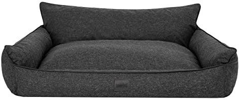 Bjird Hundebett - Hundekorb für kleine mittelgroße & große Hunde - Hundekissen - Hundesofa - Bezug abnehmbar und waschbar - Joker - Größe: L: 106 x 80 cm - Schwarz Kunstleinen