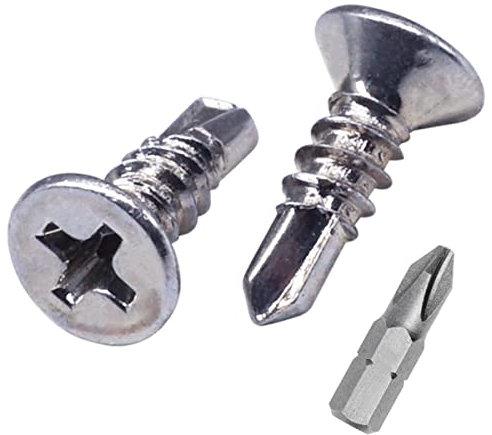 SKIR'CO (200 pièces) DIN 7504 P Vis auto-foreuses en acier zingué 3,5 x 13 mm pour métal, vis à tôle à tête fraisée