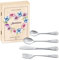 Maverton Set de couverts de table personnalisé dans boîte en bois imprimée - couvert bebe - Thème Animal - Cadeau bapteme fille - Pour filles - Cadeau bébé - Coutellerie gravée - petit ange - coeur