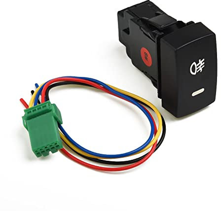 ZYNCUE MotorradNebelscheinwerferSchalter, 5poliger LEDAutoDruckknopfNebelscheinwerferSchalter mit Verbindungsdraht, passend für Honda Fit, Civic, für CRV, ACCORD oder andere Modelle (23 x 43 x 60