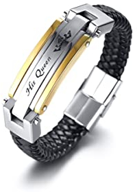 Aotiwe Armreif Herren Nordisch, Herren Schmuck Armband Silber Seine Königin Ihr König Schwarz Frauen Edelstahl