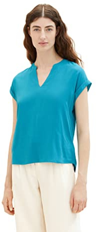 TOM TAILOR Damen 1037231 Basic Bluse, 31668-Petrol Green, 34