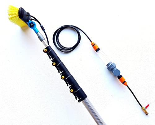 16ft-20ft-24ft Telescopic Water Fed Window Cleaning Pole, Hose Fed Solar Panel Conservatory Equipment, 24ft Hi Reach Brush Cleaner Kit