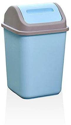 lmoikesz Plastic Swing Lid Bin Home Rubbish Dustbin Kitchen Floor Garbage Rectangle Shape Container Wastebasket Trash Can, Blue