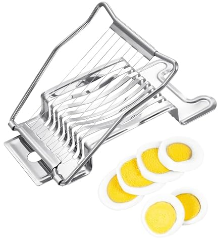 Opopark Egg Slicer,Egg Cutter for Hard Boiled Eggs, Heavy Duty Aluminium Slicer for Egg Strawberry Mushroom Soft Fruit,Stainless Steel Wires,Dishwasher Safe and Easy to Clean