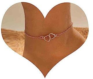 Cimenexe Bracelet De Cheville Bohémien En Forme De Cœur Bracelet De Cheville En Forme De Cœur Creux Bracelet De Cheville En Forme De Cœur Emboîté Bracelet De Cheville En Forme De Cœur Pour La Plage