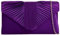 Purple Possum Pochette da donna, in raso, da sera, con pieghe sul davanti, tracolla argentata, per matrimoni, balli studenteschi, Viola, Viola, Medium