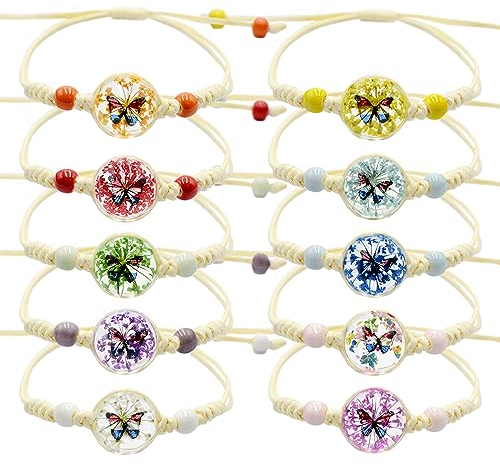 Cosswe Freundschaftsarmbänder für Mädchen,Geflochten Freundschaft Armbänder Verstellbare Freundschaftsarmband Bunte Blumen Baum des Lebens Gewebte Armbänder Handgefertigt Armband für Frauen Teenager