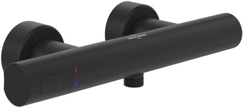 Villeroy & Boch Universal Taps & Fittings Duschthermostat, Duscharmatur mit Verbrühschutz und Sicherheitssperre bei 38°, Mischbatterie Dusche Aufputz, rund, Matt Black