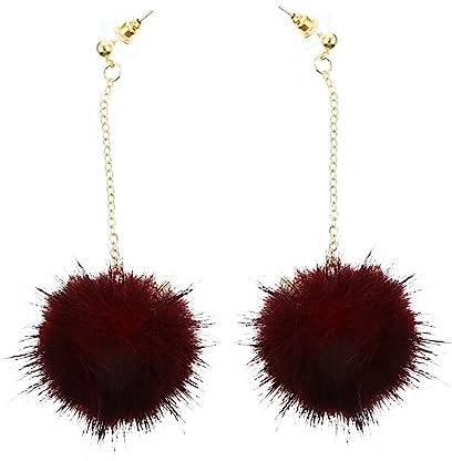 Holibanna 1 Paar Katzenohr-pelzball-ohrringe Flauschige Lange Bommel-ohrringe Für Frauen Und Mädchen