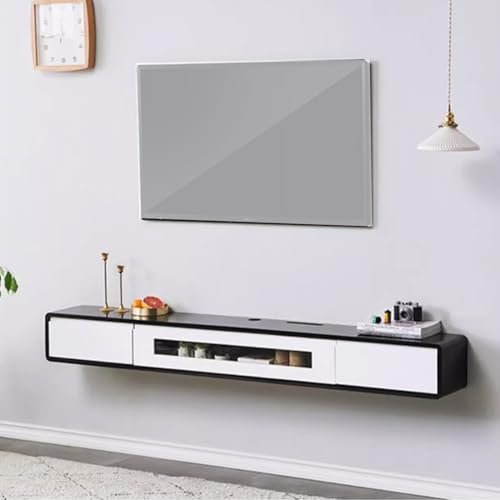 XRRJFYH Mobile Basso Sospeso Mobile TV Legna Tavolino TV Mobili TV Soggiorno Mobiletto TV Camera da Letto Mobile Porta TV (Color : Black+White, Size : 120CM/47IN)