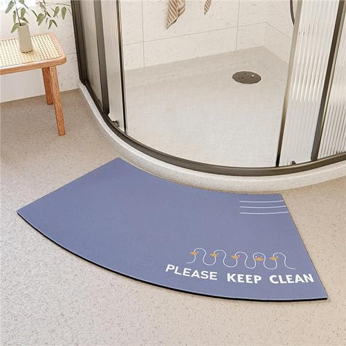 YZBBSH Tapis de douche d'angle antidérapant, incurvé en quart de cercle, absorbant, séchage rapide, antidérapant, tapis de salle de bain incurvé pour maison et hôtel (D)