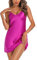 Litherday Negligee Damen Sexy Babydoll Kurz Satin Nachthemd Frau Sleepwear, Rose Rot, M