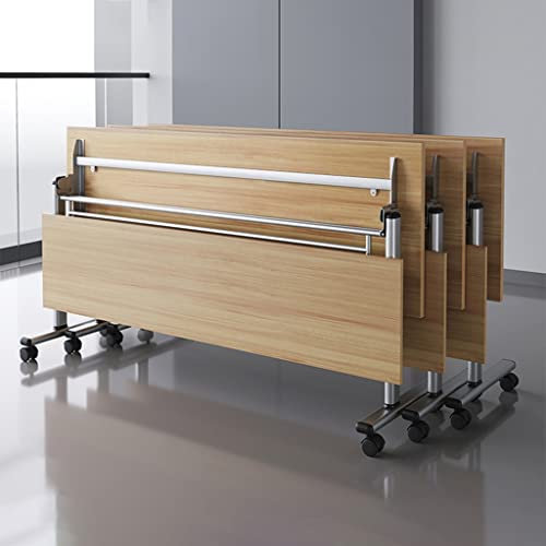 Zusammenklappbarer Besprechungstisch, 3er-Set, mobiler Schulungstisch mit Klappdeckel und feststellbaren Rädern, für Konferenzräume, Schulungsräume, Medienzentren, Klassenzimmer (Farbe: B, Größe: 140