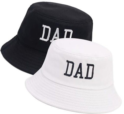 XYIYI 2 Pack Papa Schwarz Weiß Unisex Fischerhüte für Frauen Männer Sommer Strand Angelnhut Sonnehut