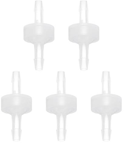 sourcing map Lot de 5 clapets anti-retour, 4 mm de diamètre, connecteur de tuyau en ligne unidirectionnel en plastique PP pour pompe de réservoir de gaz, liquide, air, eau