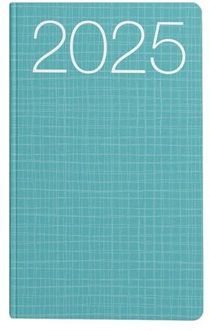 Idena 11145 - Taschenkalender 2025, Ladytimer im Format 8,7 x 15,3 cm, 1 Woche auf 2 Seiten, Terminplaner mit Flexicover-Einband in Türkis und Eckperforation