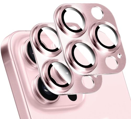 LucBuy 2 Pièces Protecteur D'objectif D'appareil Photo pour 13 Pro/iPhone 13 Pro Max, Décoration de Téléphone en Aluminium à Texture 3D, Protection Complète de L'appareil Photo en Titane