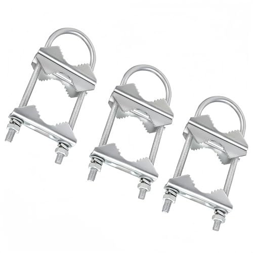 3 juegos de abrazaderas para antena doble, abrazadera para barra satélite de acero galvanizado con doble soporte para tubo macho, soporte de antena externa abrazadera soporte de antena para barra de