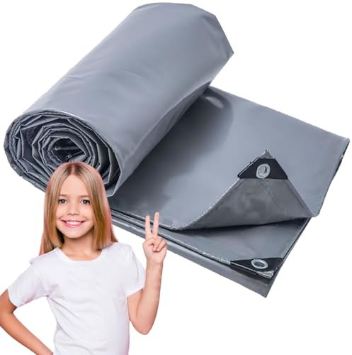 Bâche Premium avec Oeillets 4x14 m 500g/m² Imperméable et Résistant à la Déchirure, Bâche Universelle de Haute Qualité pour Les Camions, Piscines, Bois, Mobilier de Jardin LXX94W, Gris