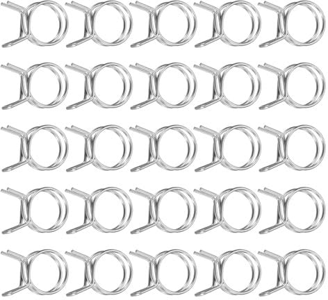 sourcing map 25Pcs 19mm/0.75inch Inner Dia Double Wire Spring Hose Clamp, Stainless Steel Adjustable Spring Clips for Hose Fuel Line Silicone Tube Water Pipe Air Pipe