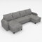 Dako Aalija U-Shaped Sofa Bed – Light or Dark Grey Fabric 6-Seater with Pull-Out Sleeping Function, Dual Chaise & Side Pockets – Modern Corner Sofa for Living Room (Dark Grey)