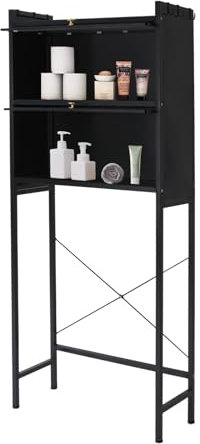 JUDEMII Waschmaschine Schrank, Waschmaschinenregal, Regal über der Waschmaschine, Wasserdichtes Lagerregal, Mehrzweck-Organizer-Regal, stark belastbar, Hängeregal,schwarz