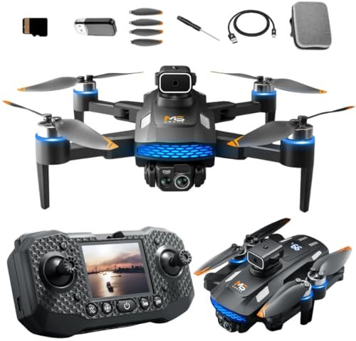 Drone Double Caméra UHD avec Télécommande LCD à Écran Intégré, WIFI 5G, Moteurs Brushless, Carte SD, Évitement d’Obstacles, Vol Inteligent et Fonctions Avancées, Vol +/- 36 min, Portée 1km