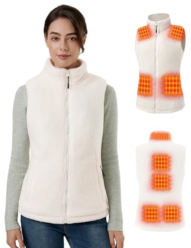 GOTOBI Gilet Riscaldato Donna Con Batteria Da 7,4 V, 16000 mAh, 9 Zone Di Riscaldamento, Gilet In Pile Riscaldato Con 3 Temperature Regolabili, Per Ciclismo, Lavoro All'Aperto